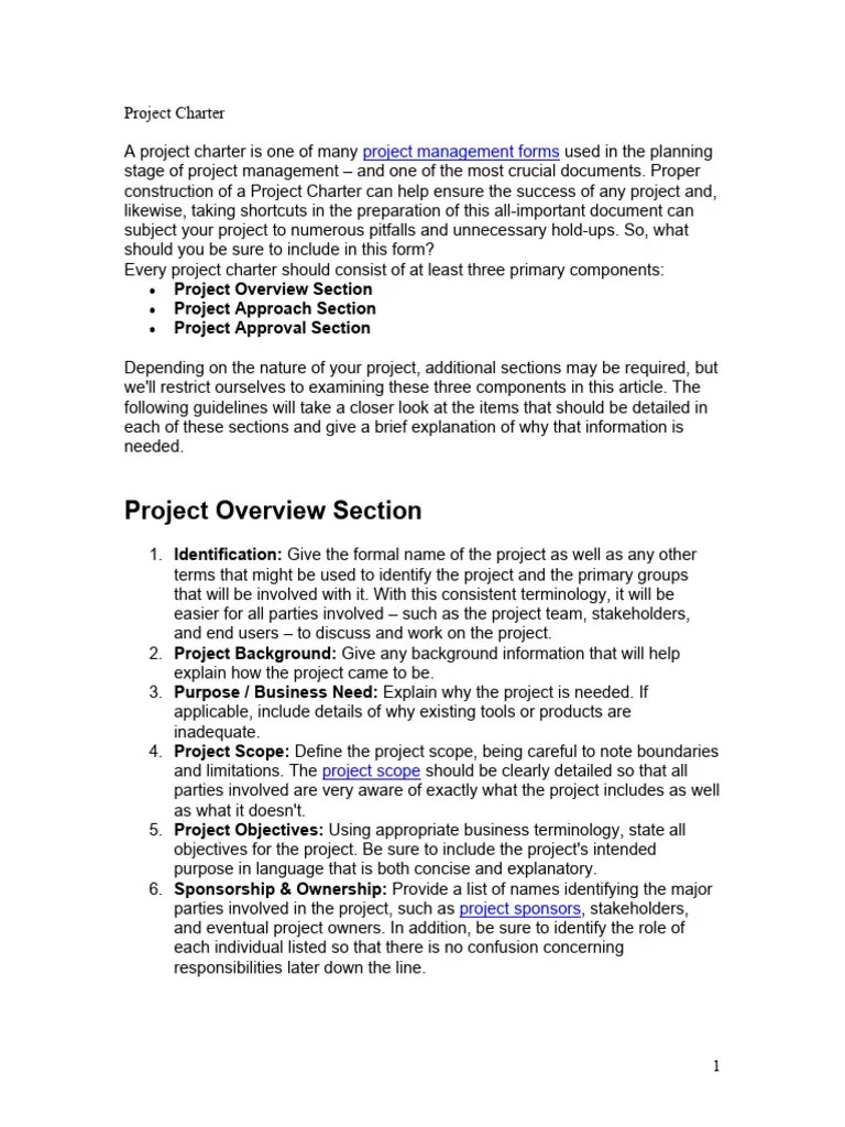Project Charter | PDF
