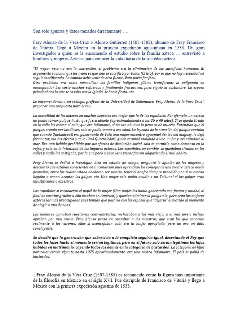 Fray Alonso De La Vera Cruz | PDF | Mujer