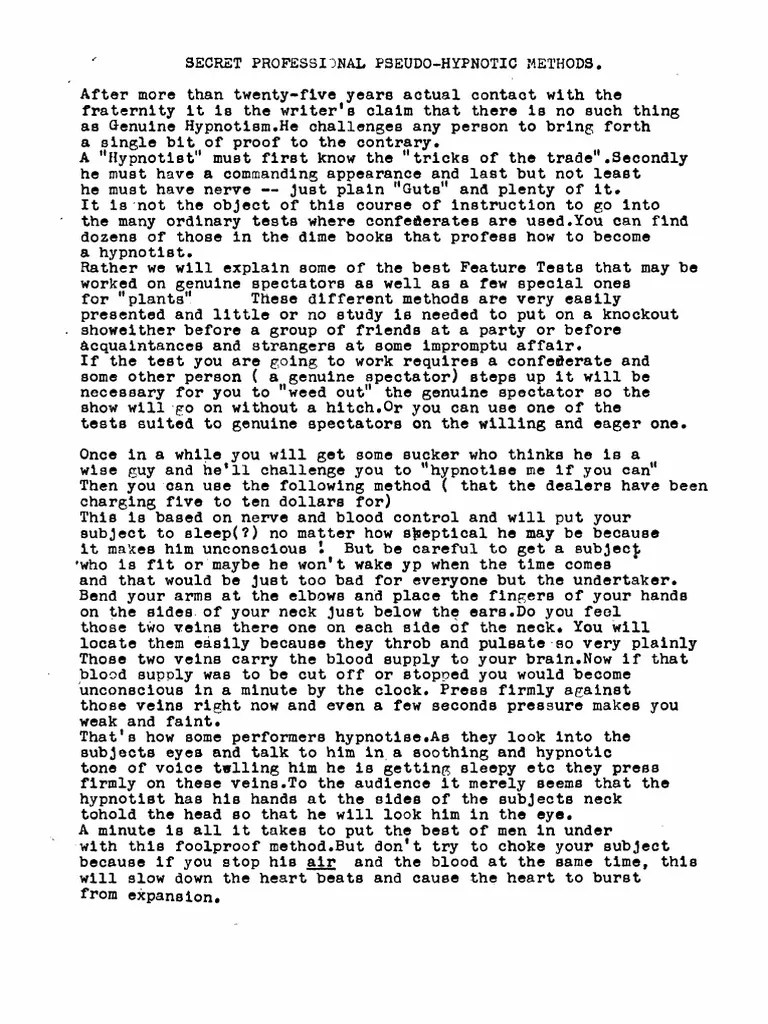 Secret Professional Pseudo-Hypnotic Methods | PDF