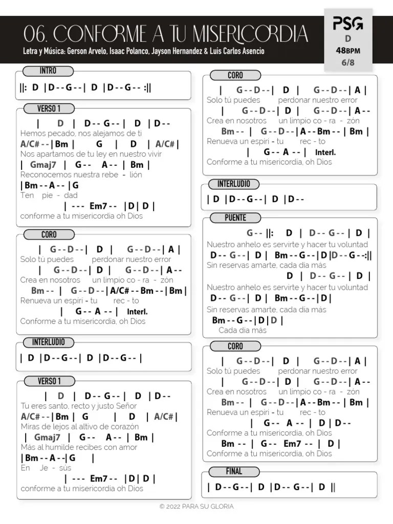 Conforme A Tu Misericordia (D) - Acordes | PDF | Teología | Creencia ...