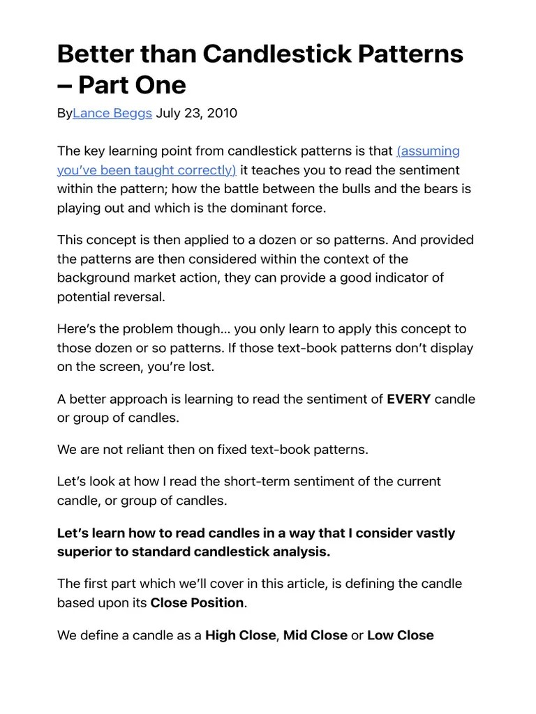 Better Than Candlestick Patterns - Part One | PDF