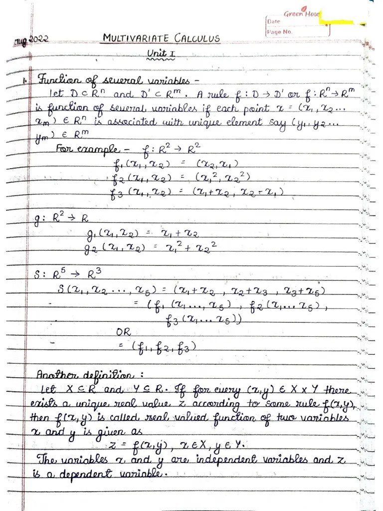 Multivariate Calculus Notes | PDF