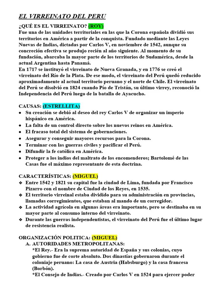 El Virreinato Del Peru | PDF | Perú | Imperio Español