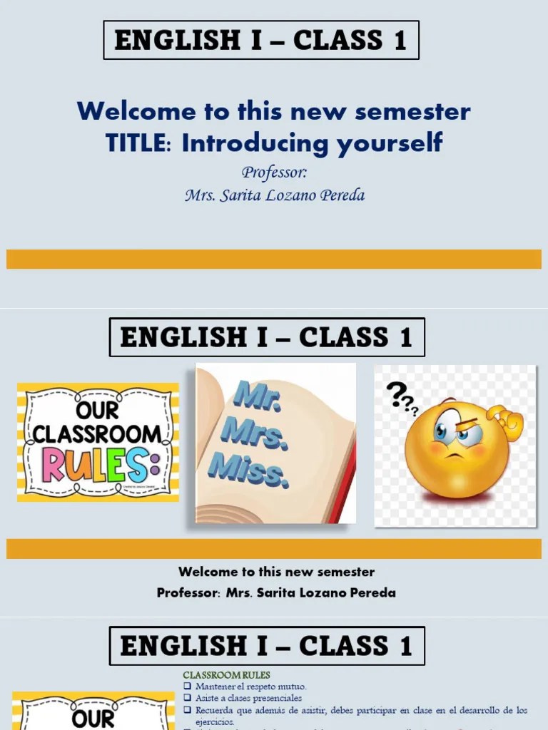 CLASS 1 - English I | PDF