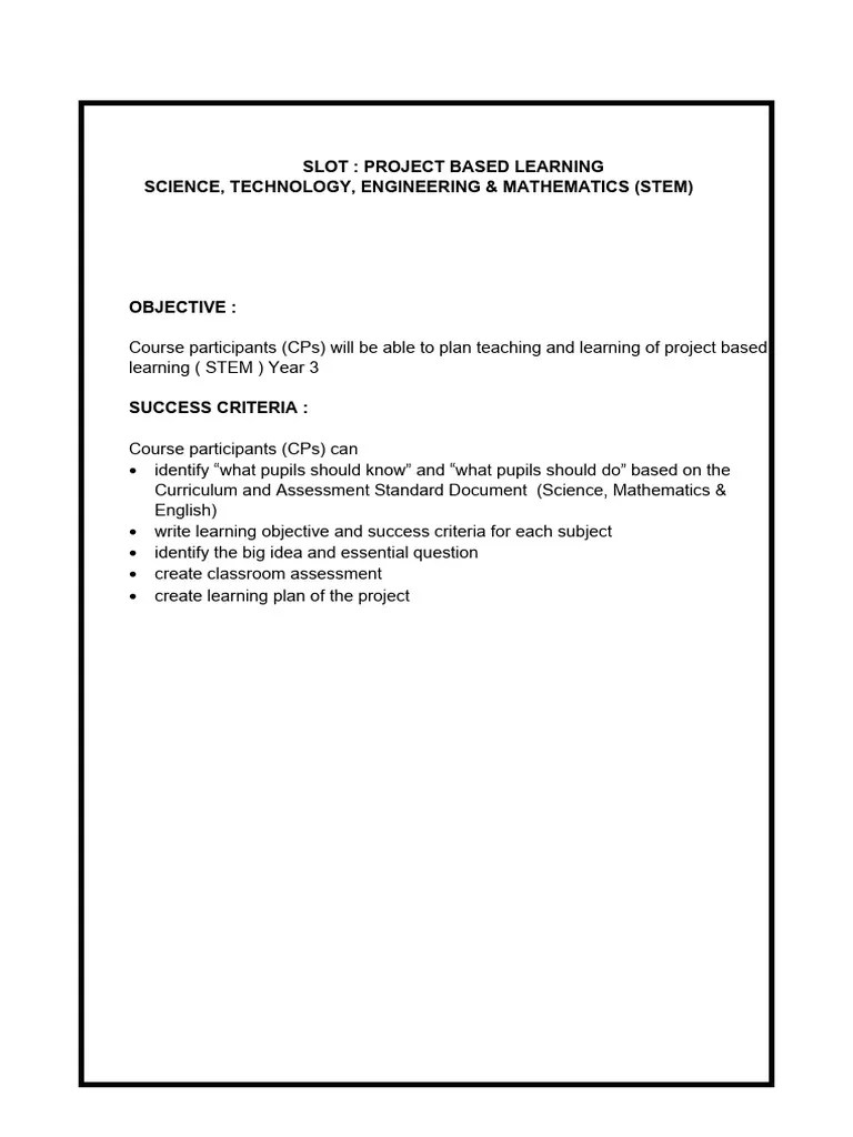 Project Based Learning (STEM) | PDF | Curriculum | Subject (Grammar)