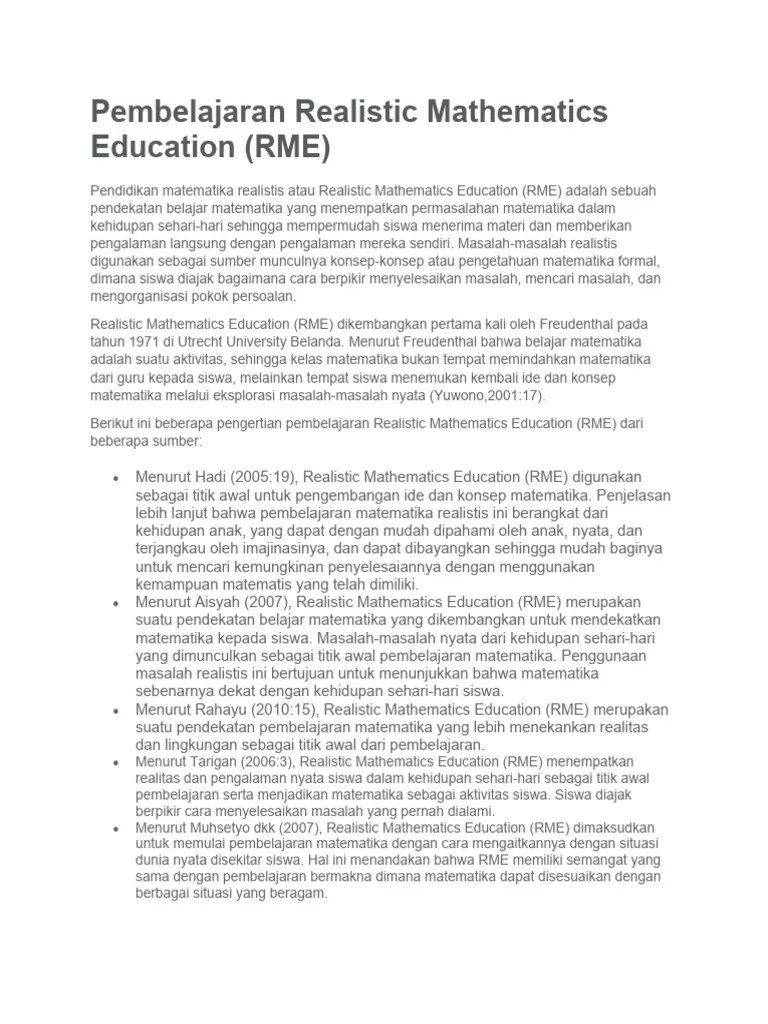 Pembelajaran Realistic Mathematics Education | PDF