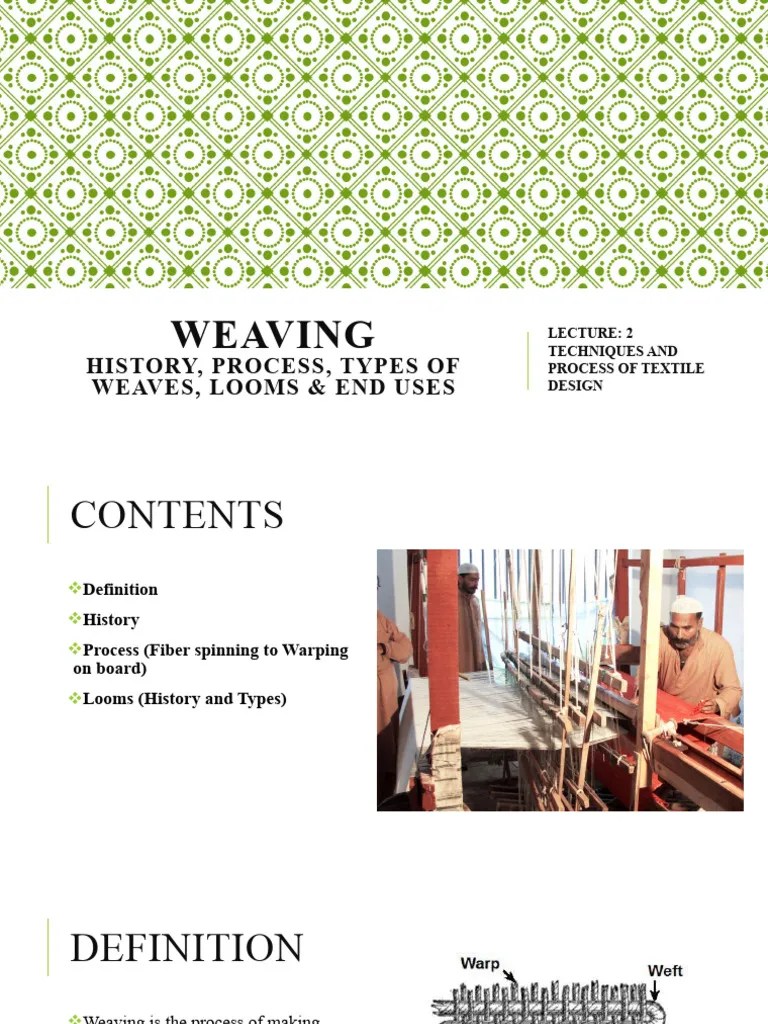Lecture 2 Weaving | PDF | Loom | Weaving