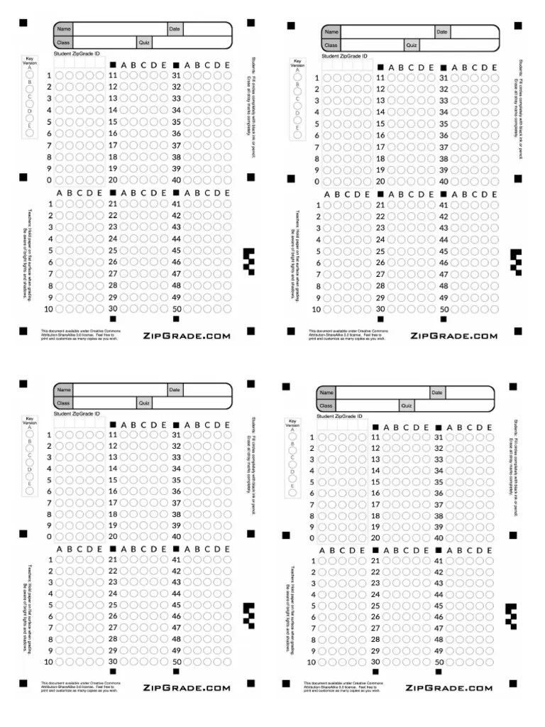 Answer Sheet Quiz/test | PDF
