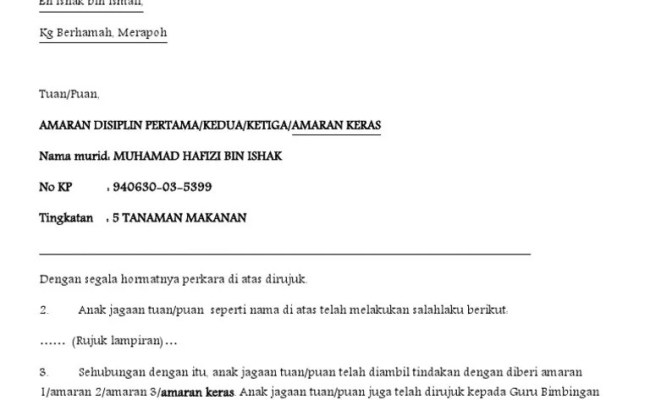 Surat amaran pertama · you might also like · footer menu. Contoh Surat Rasmi Amaran Kepada Pekerja Khabi News Otosection