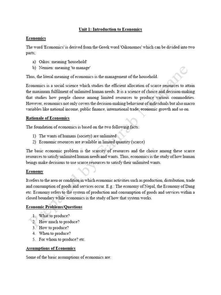 Introduction To Economics | PDF | Economics | Economies