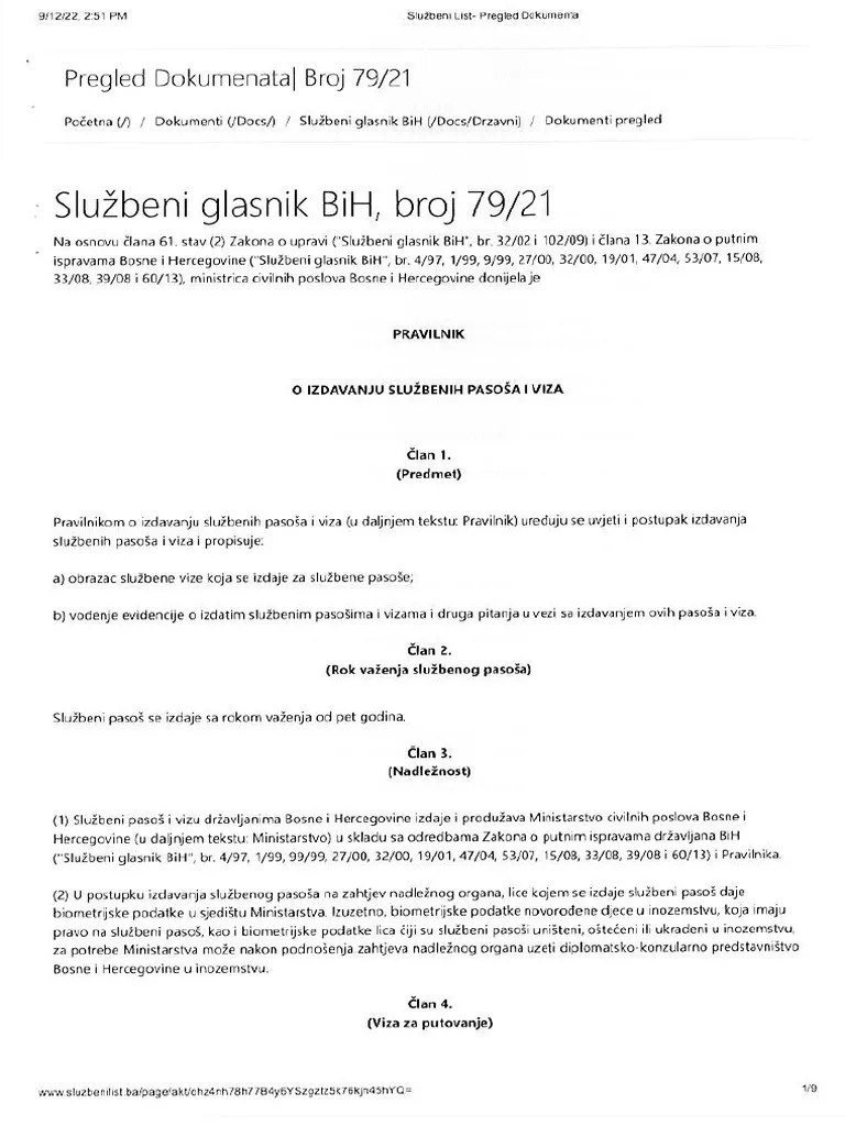 Službeni Glasnik Bih Pravilnik O Ispravama | PDF