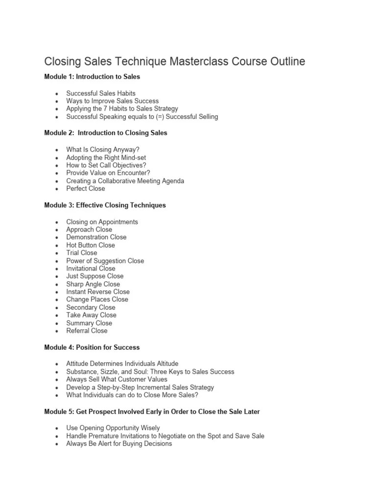 Closing Sales Technique | PDF | Career & Growth