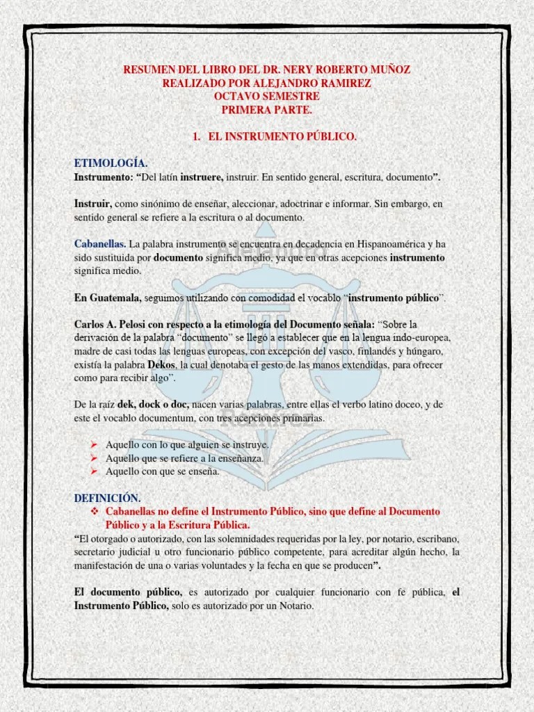 Resumen Teorico De Derecho Notarial II - Alejandro Ramirez | PDF