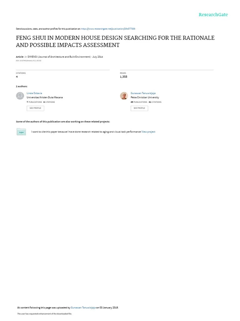 Feng Shui In Modern House Design Searching For The Rationale And ...