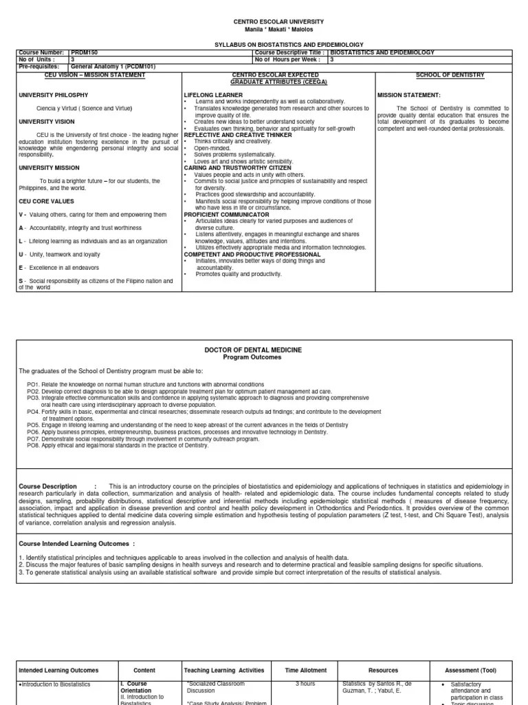 BioStatistics Syllabus | PDF