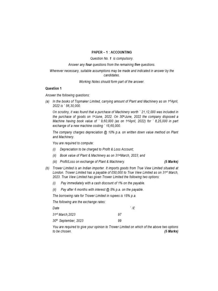 CA Inter Accounting Suggested Answer May2023 | PDF