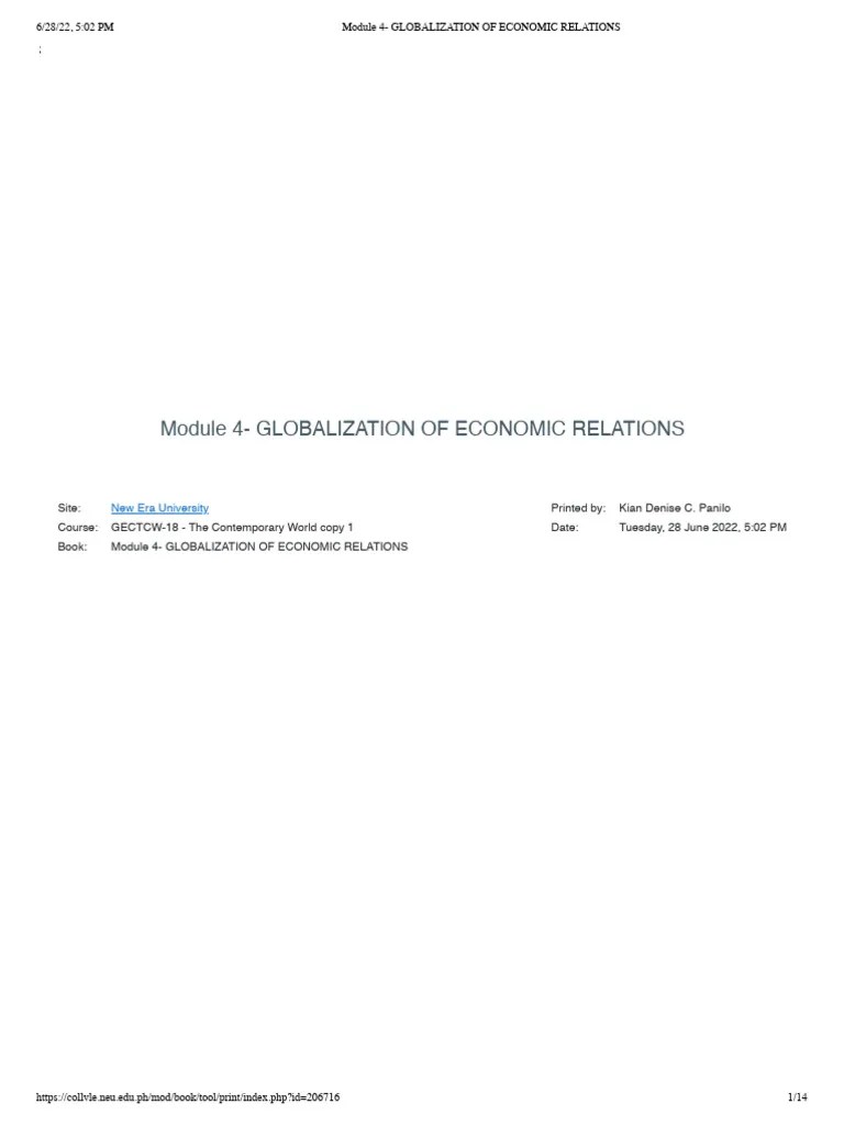 Module 4 - GLOBALIZATION OF ECONOMIC RELATIONS | PDF