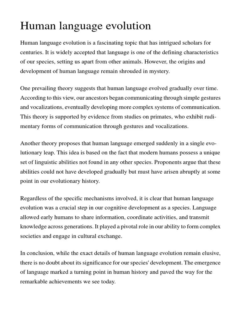 Human Language Evolution | PDF
