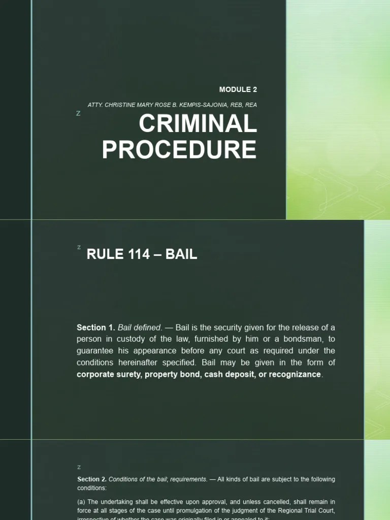 Module 4 Criminal Procedure | PDF | Bail | Sentence (Law)