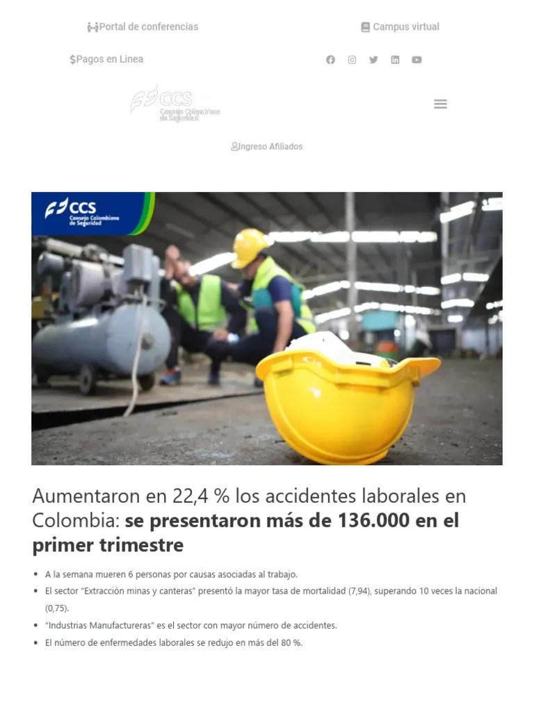 Aumentaron En 22,4 % Los Accidentes Laborales En Colombia - Se Presentaron Más De 136.000 En El ...