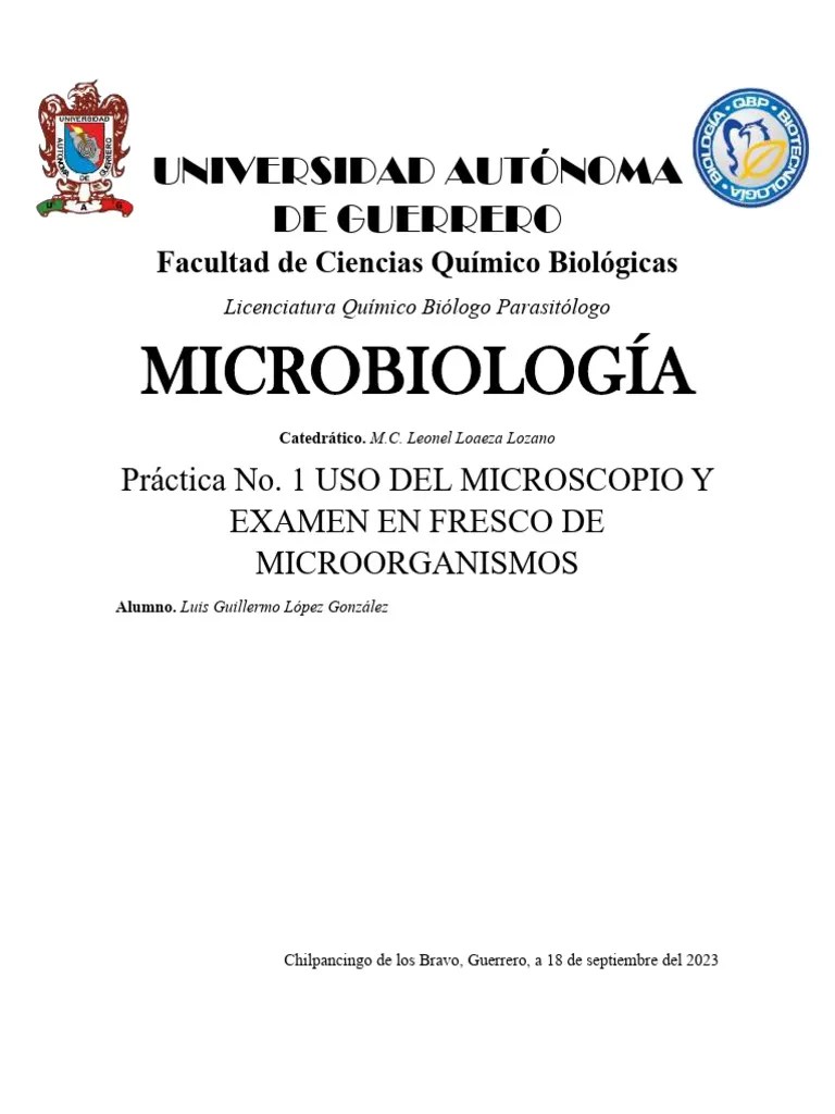 PRACTICA No 1 USO DEL MICROSCOPIO | PDF