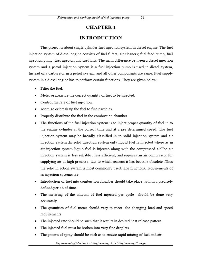 Components Of Fuel Injection System-1 Mechanical Engineering | PDF
