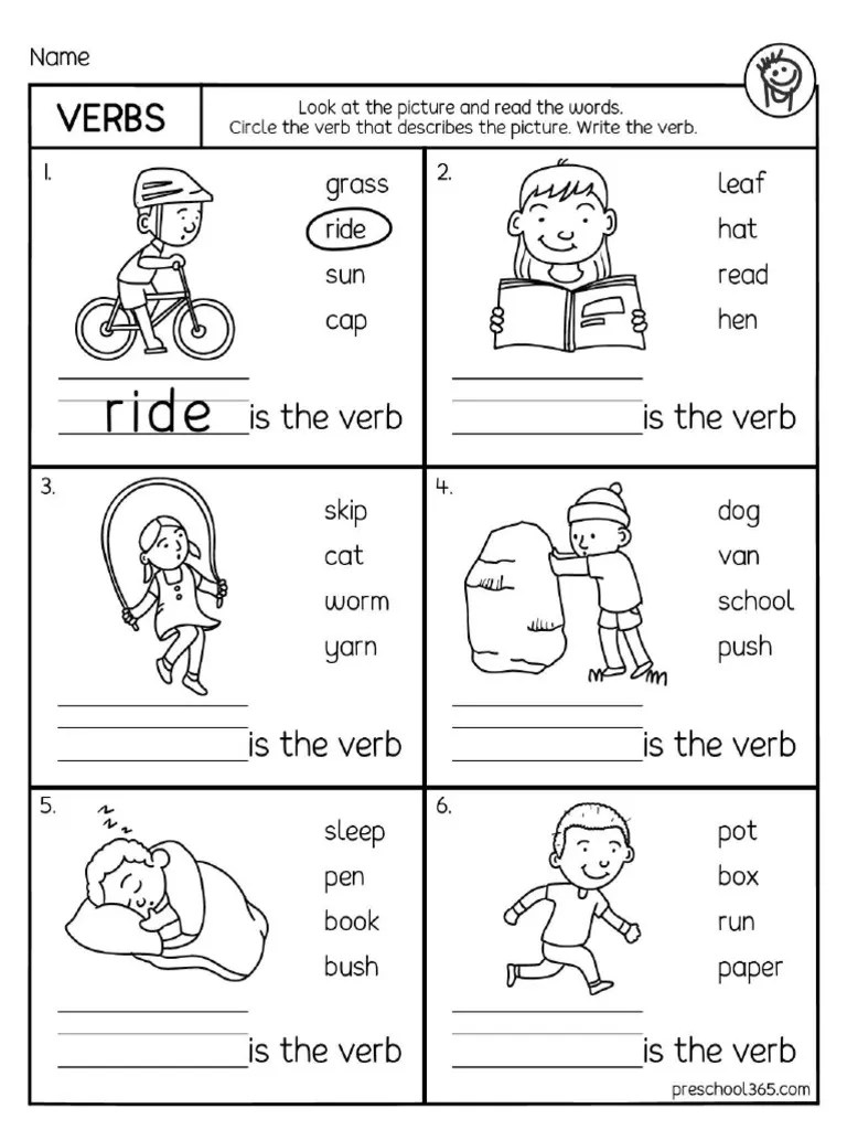 Grade 1 verbs worksheet free