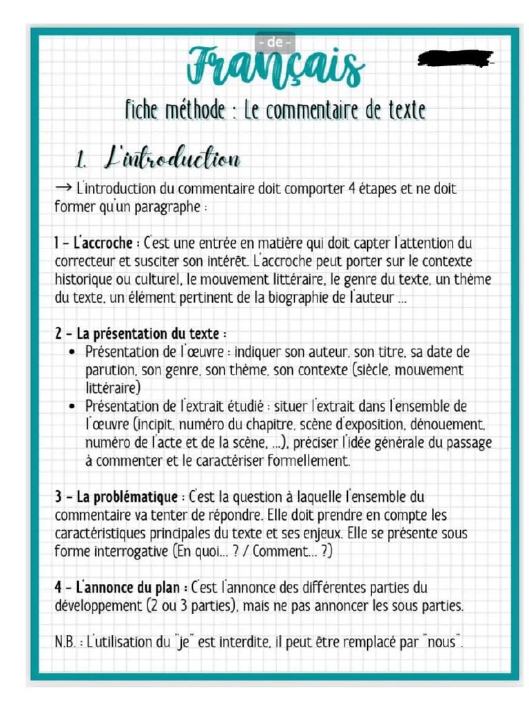 Français Commentaire Composé | PDF