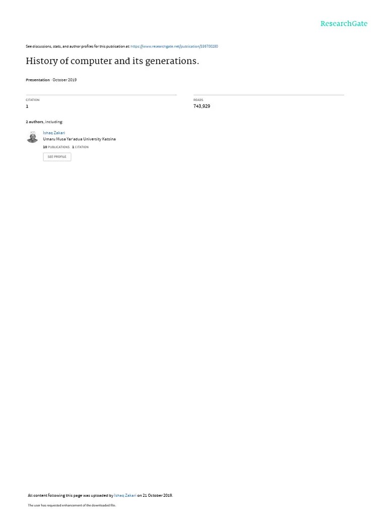 History Of Computer And Its Generations | PDF