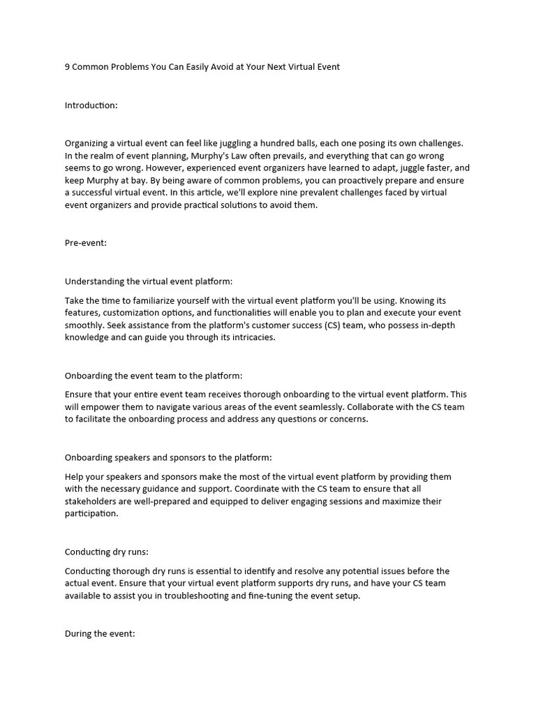 9 Common Problems You Can Easily Avoid At Your Next Virtual Event ...