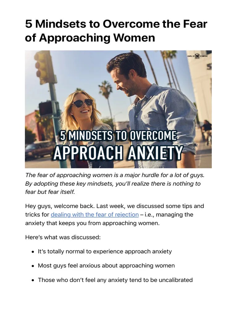 5 Mindsets To Overcome The Fear Of Approaching Women | PDF | Anxiety | Psychology