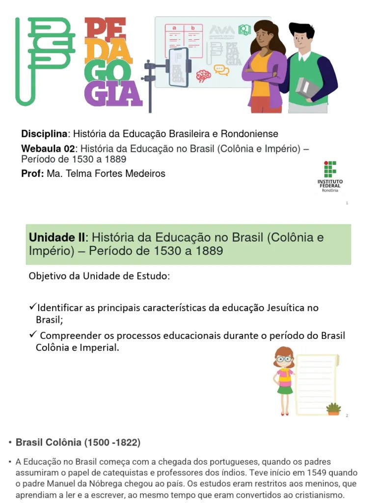 Webaula 02 - História Da Educação Brasil Colônia | PDF | Brasil | Escolas