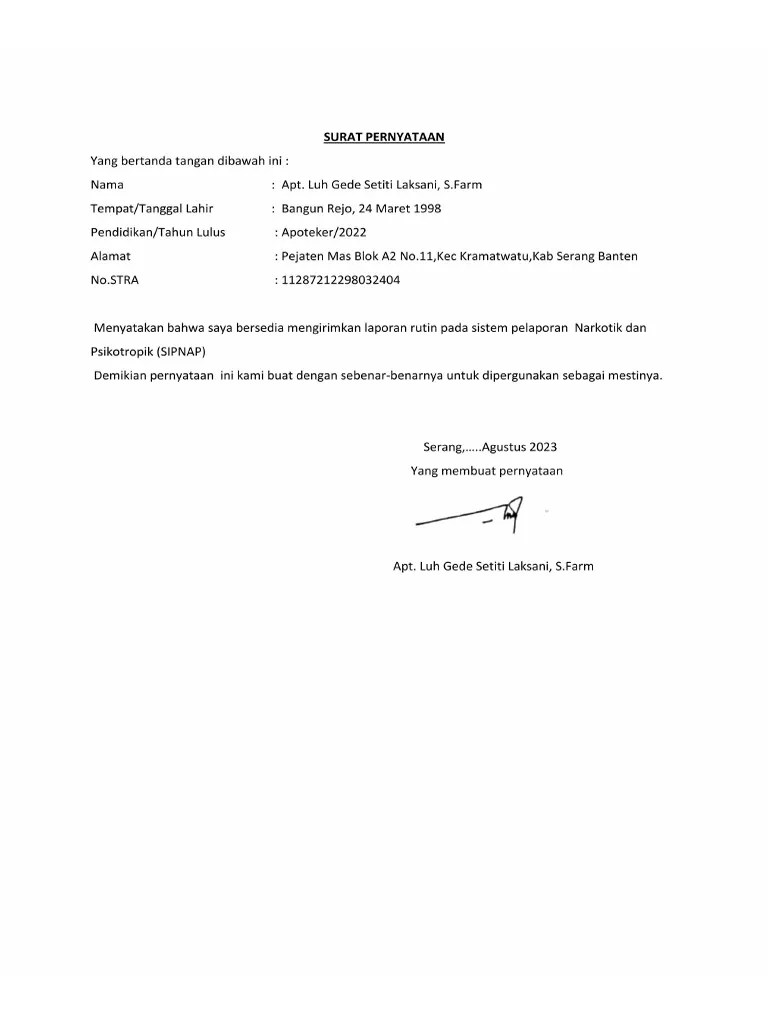 SURAT PERNYATAAN (SIPNAP).pdf (2) | PDF