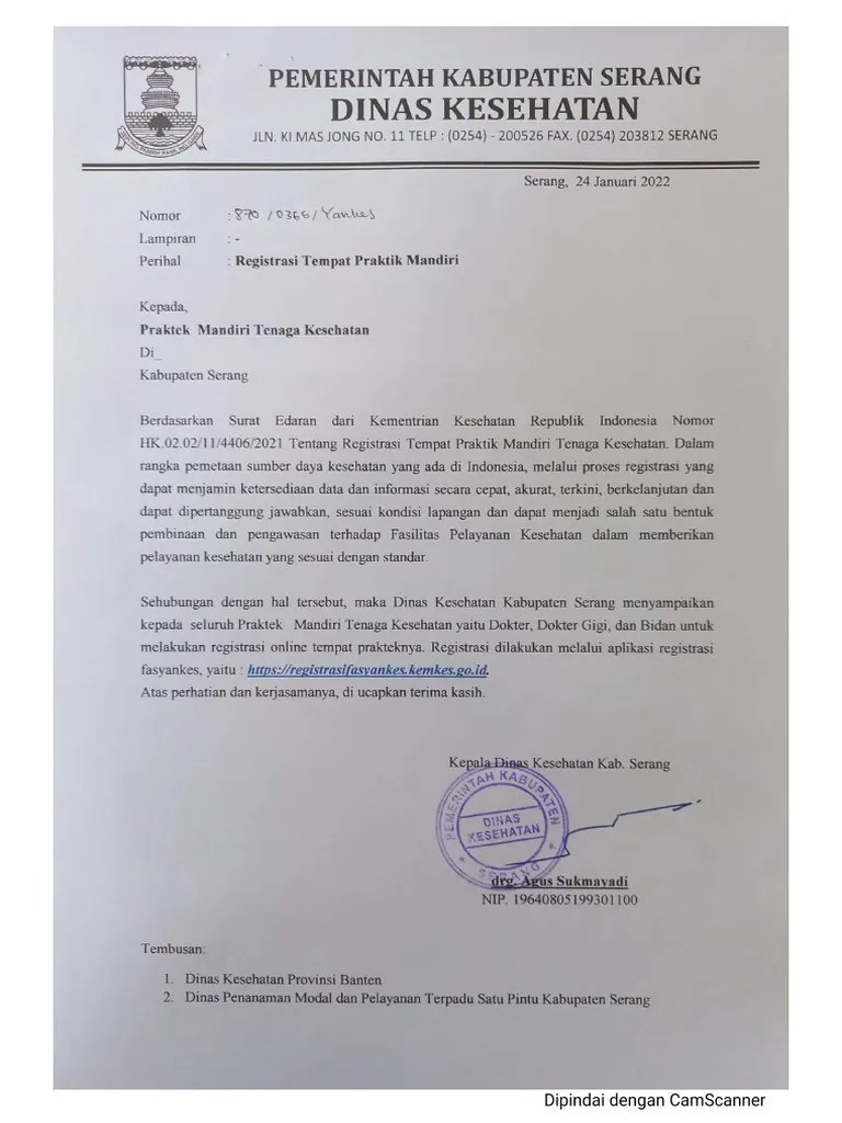Surat Registrasi Praktek Mandiri | PDF