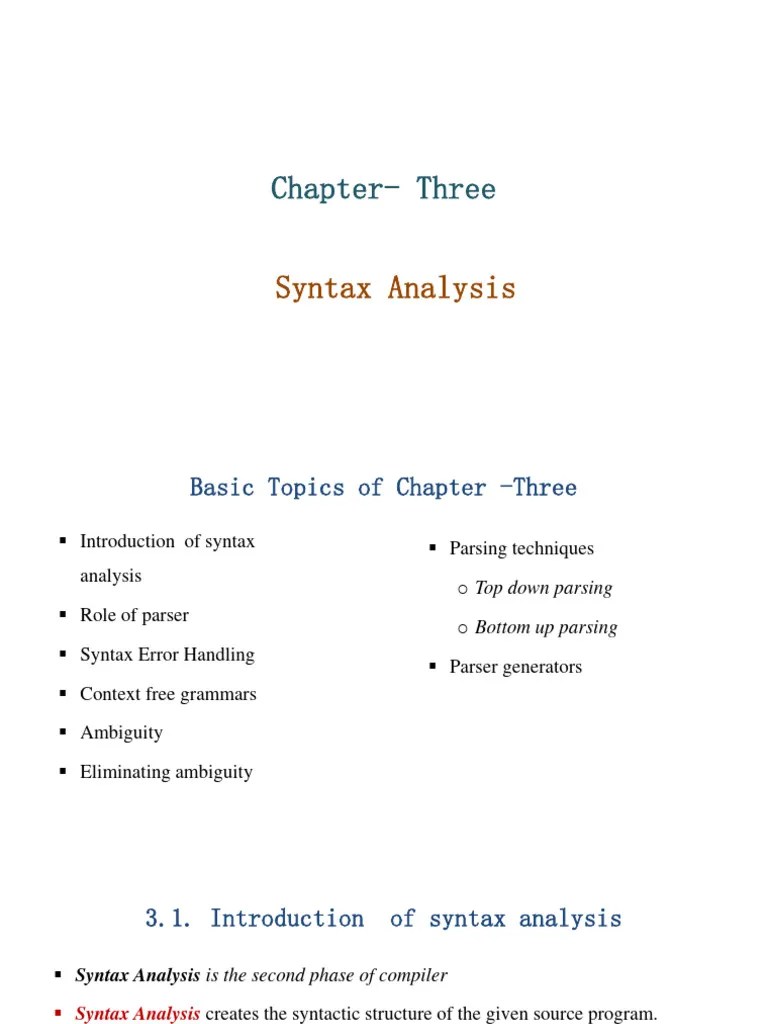 003chapter 3 - Syntax Analysis | PDF | Parsing | Computer Programming