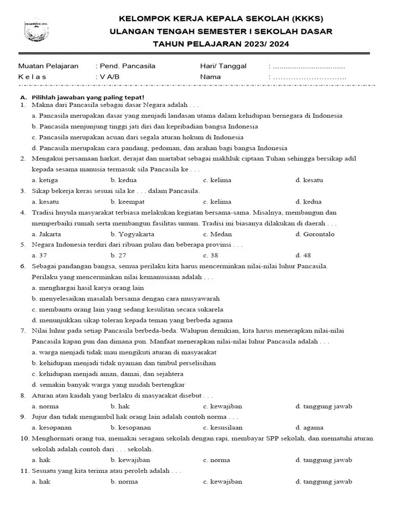 Soal Pend. Pancasila | PDF