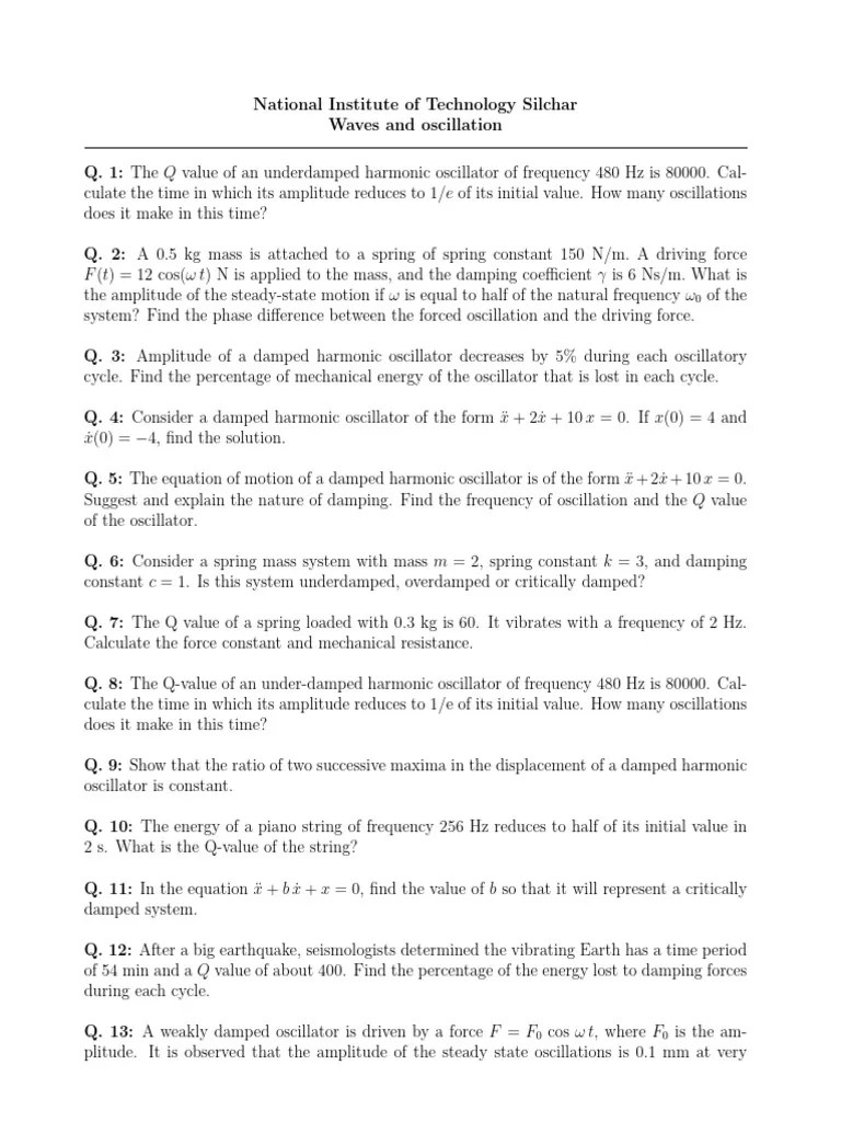 Tutorial Oscillation | PDF | Damping | Oscillation