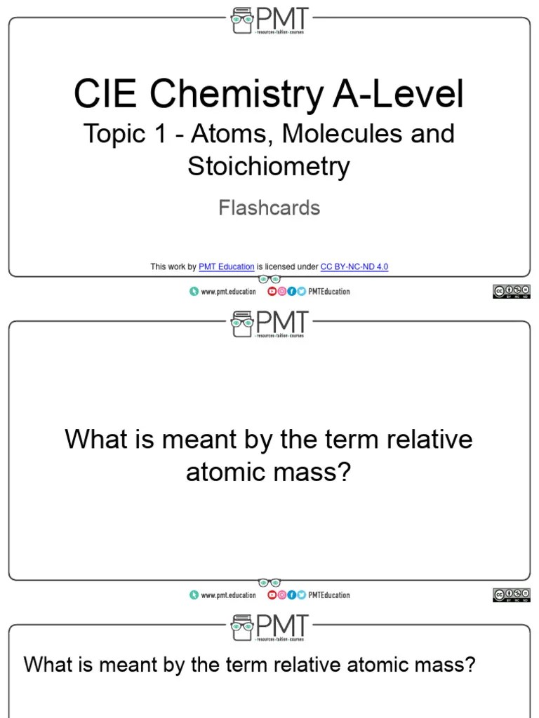 Flashcards - Topic 1 Atoms, Molecules And Stoichiometry - CIE Chemistry ...