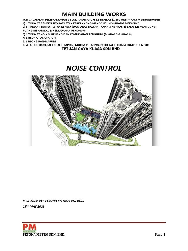 Noise Control - Bebas Main Building Works 23may2023 | PDF | Noise | Environmental Issues
