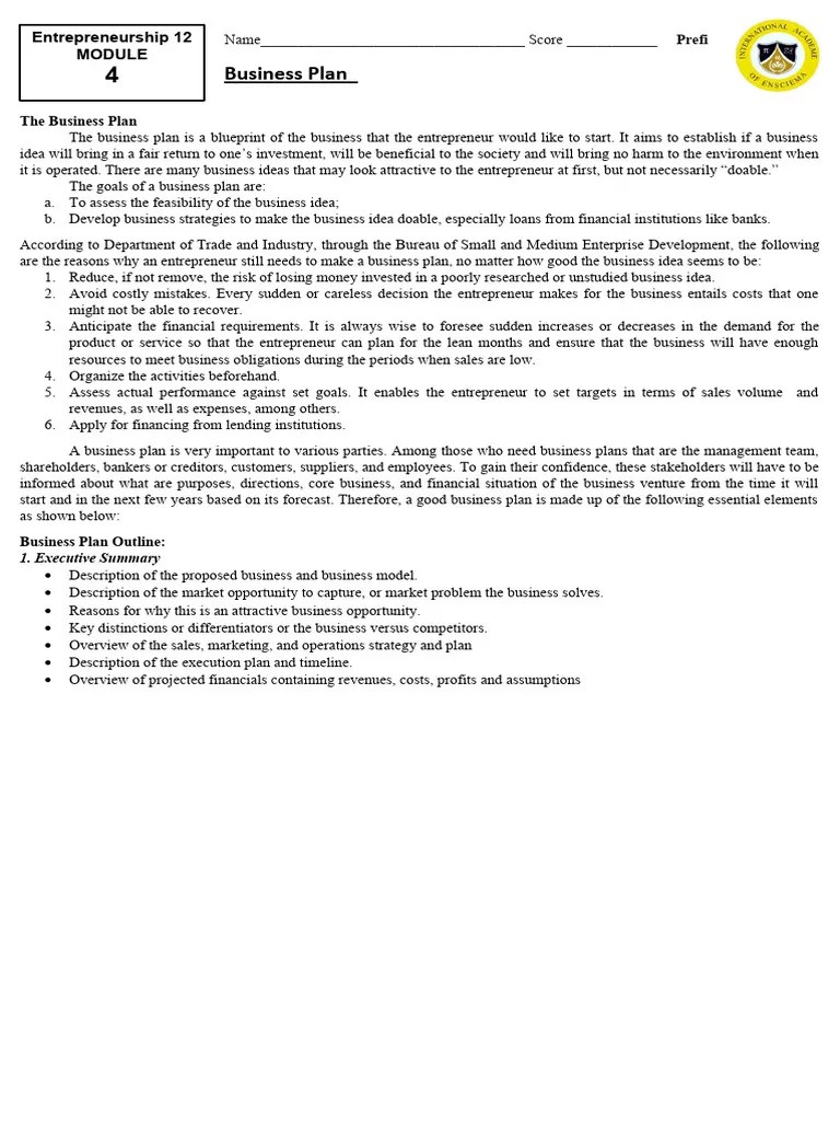 Module 4 - Business Plan | PDF