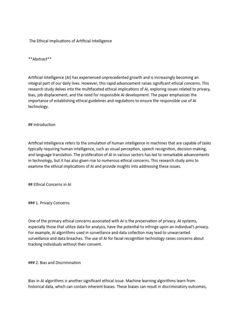 The Ethical Implications Of Artificial Intelligence | PDF | Artificial ...
