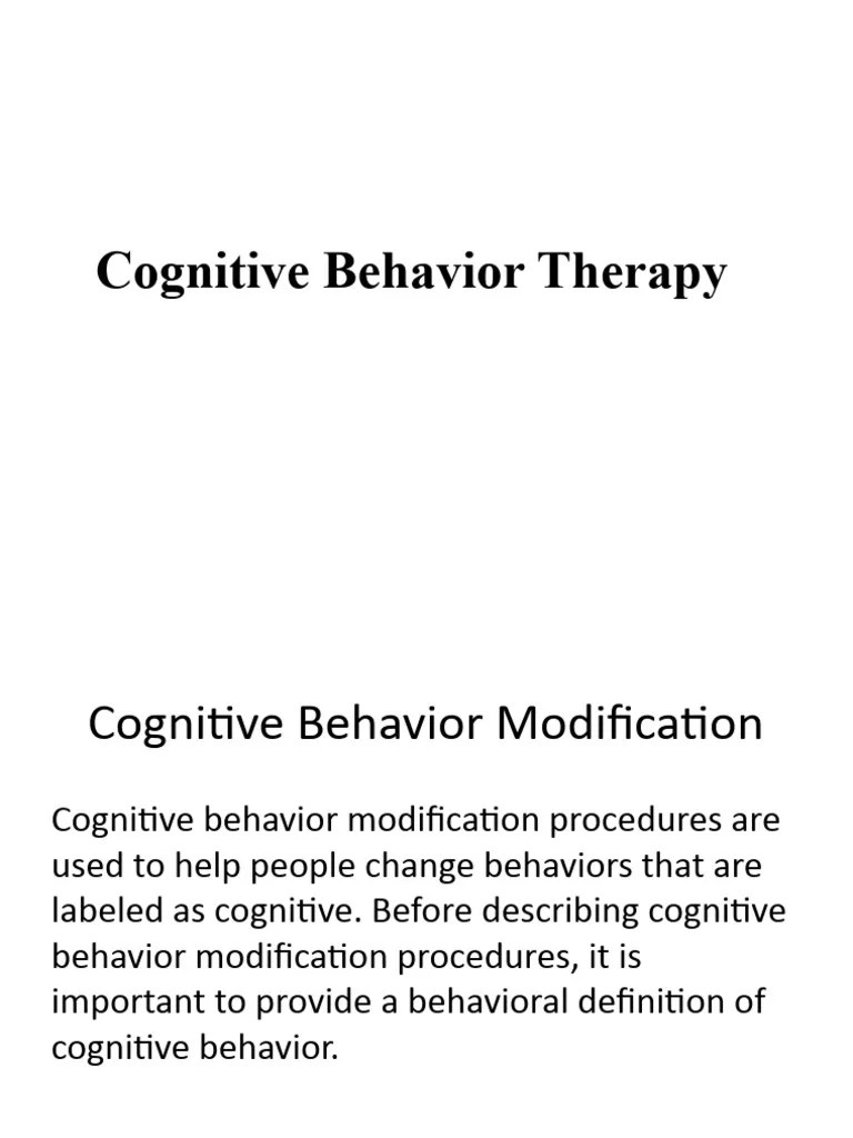 Cognitive Behavior Therapy | PDF | Cognitive Therapy | Cognitive ...