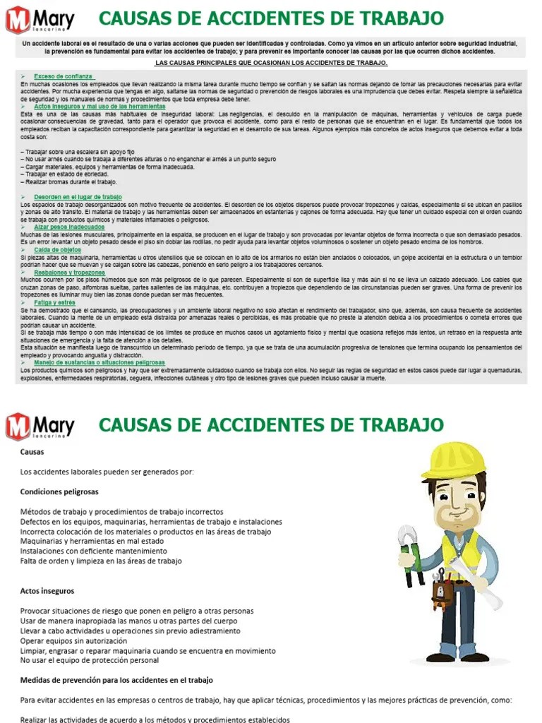 Causas De Los Accidentes | PDF | Seguridad Y Salud Ocupacional | Medicina CLINICA