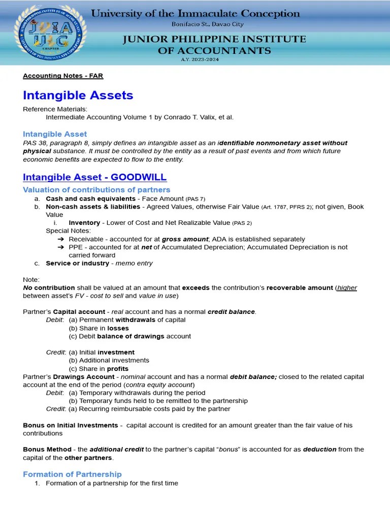 Intangible Assets Notes | Download Free PDF | Debits And Credits | Sole ...