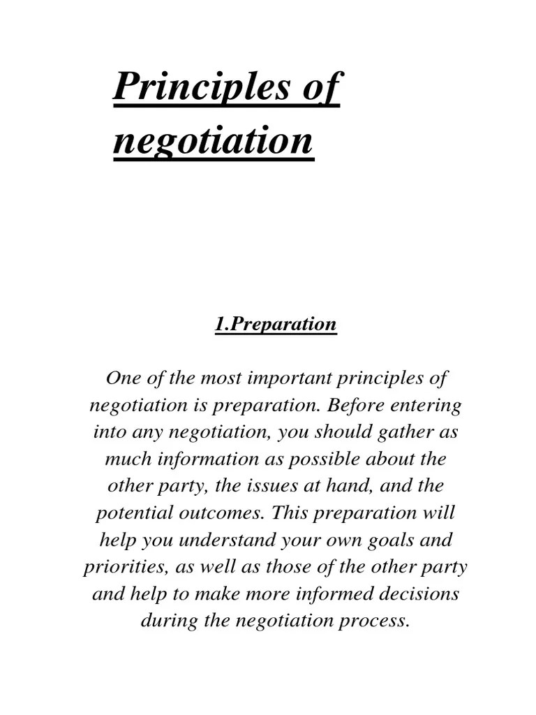 Principles Of Negotiation | PDF