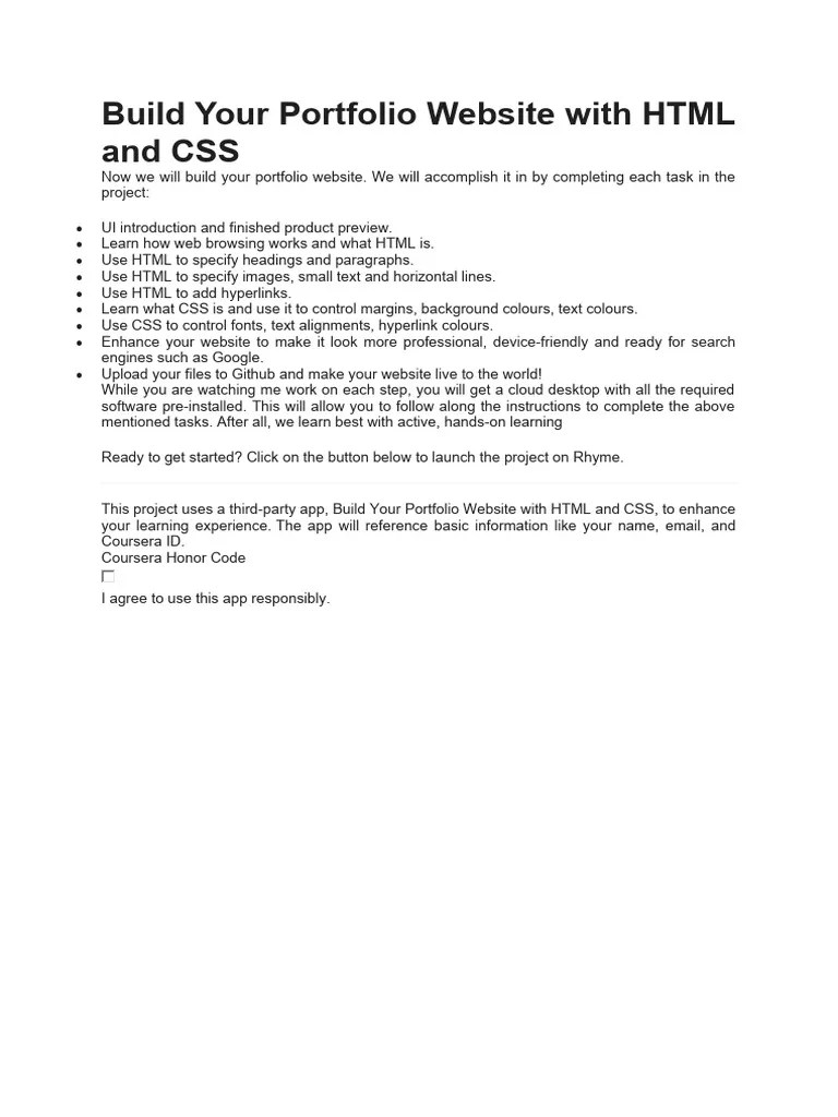 Build Your Portfolio Website With HTML And CSS | PDF