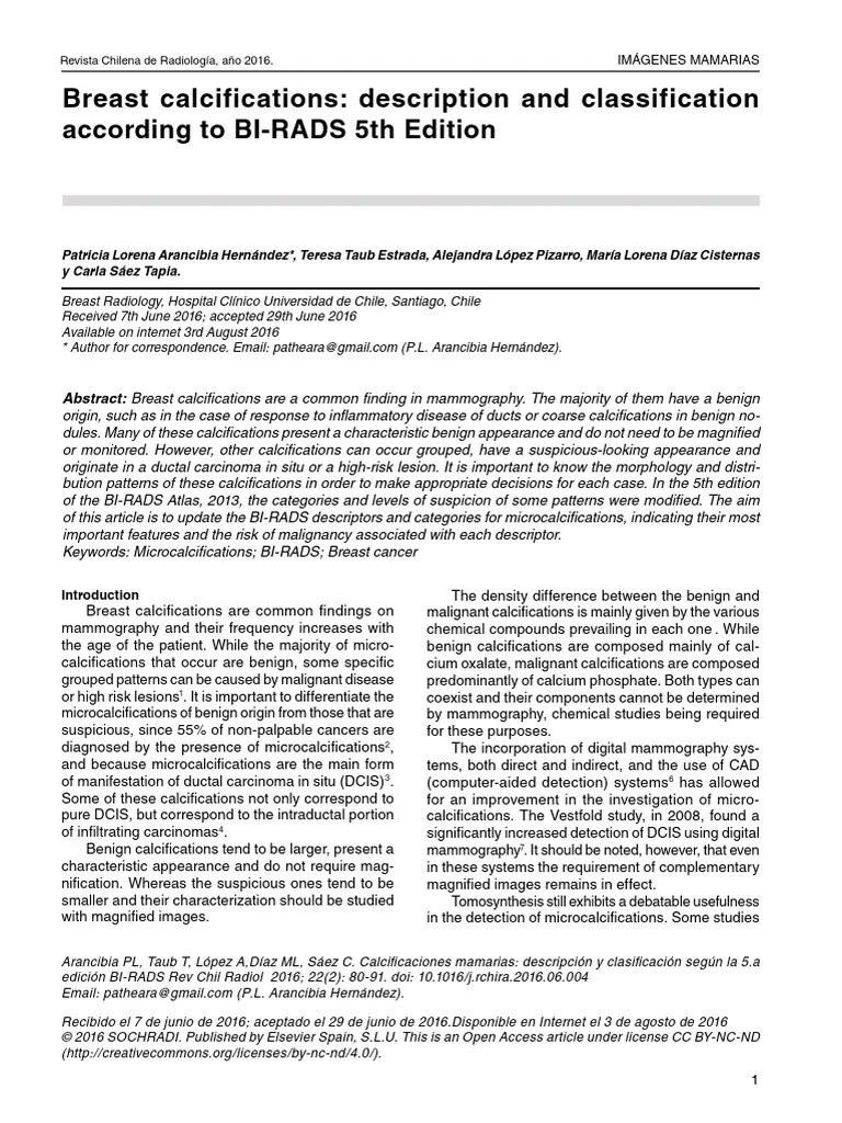 Breast Calcifications - BIRADS 5 EDICION | PDF