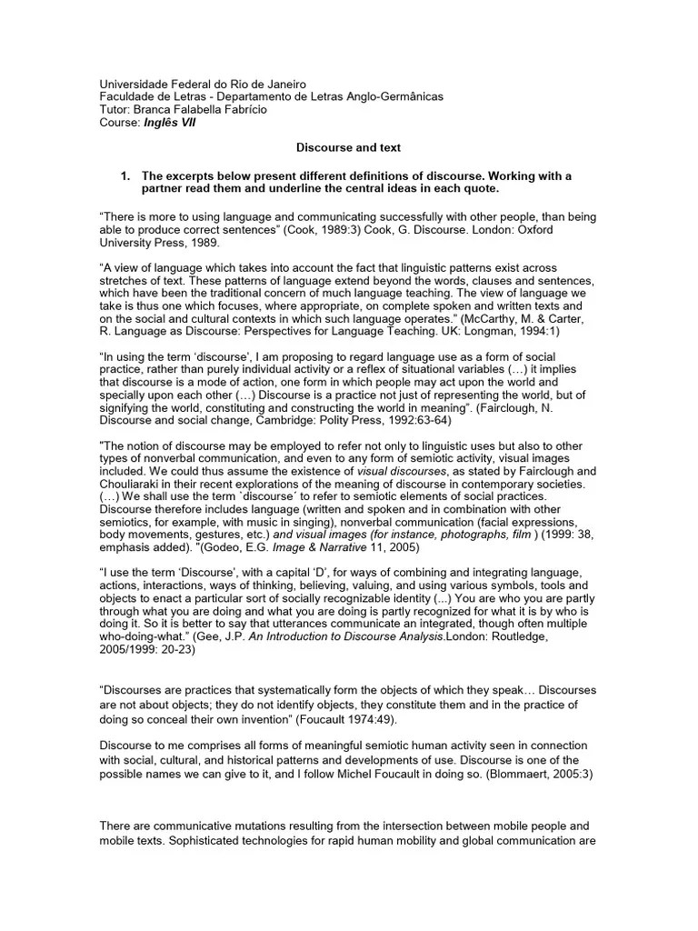 Discourse & Text | PDF