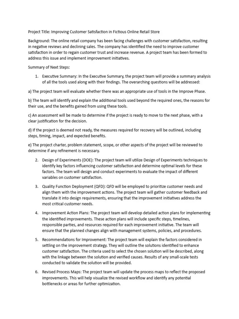 Six Sigma Project - Improving Customer Satisfaction In Online Retail ...