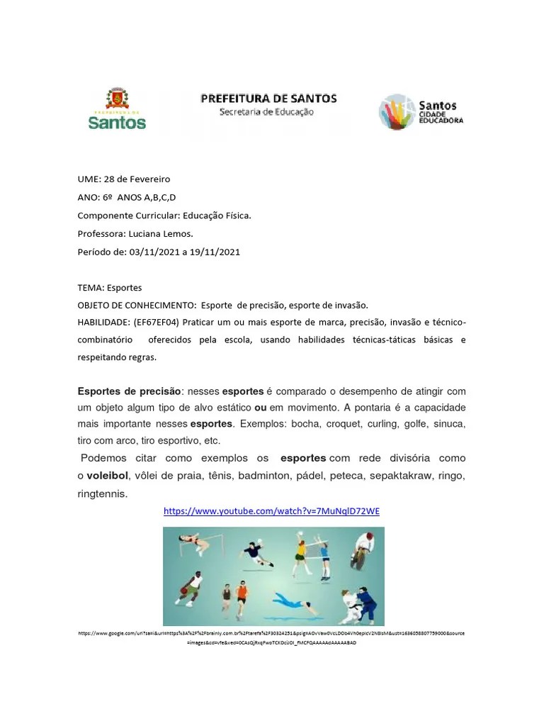 Educacao Fisica - 6o Ano - Vof - 03112021 | PDF